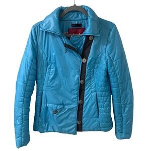 Neve Womens Blue/ Gray Down Puffer Ski Coat Wool Detailing Zipper Pockets, M